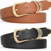 WERFORU Werforu Women Leather Belt For Jeans Pants, Ladies Leather Belt With Gold Buckle | Belts