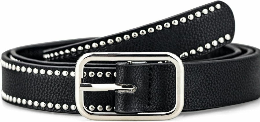 macoking Black Studded Belt For Women Leather Belt For Dress Jeans Vintage Western Belts | Belts