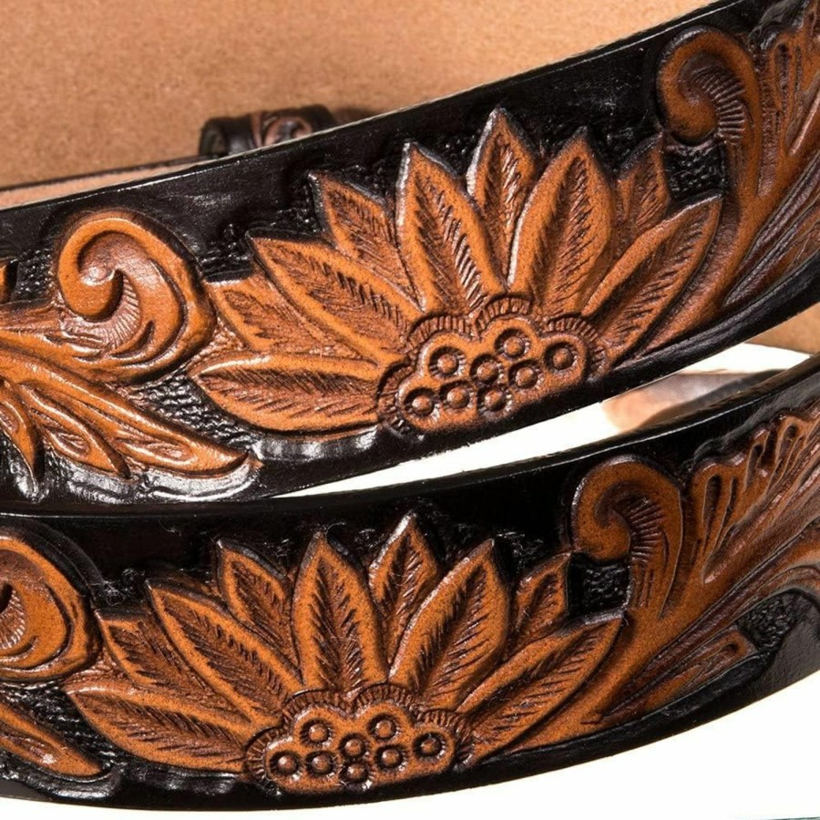 Tony Lama Tony Lama Women'S 1.5\" Black Delheart Daisy Belt Black L | Belts