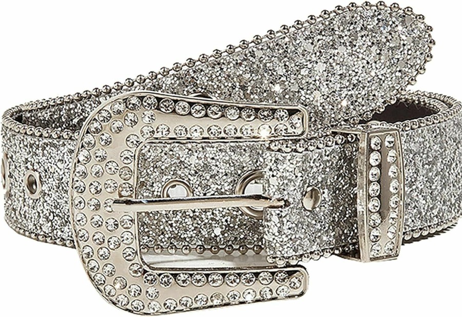 INOGIH Inogih Glitter Western Cowboy Style Rhinestone Belt Luxury Bling Bling Diamond Crystal Studded Belts For Jeans Pants Dress | Belts