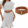 Tgirls Tgirls Women'S Elastic Belt Vintage Wide Waist Belts Gold O-Ring Buckle Stretch Belt For Women Dresses | Belts