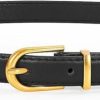 JASGOOD Jasgood Womens Thin Leather Belt Skinny Faux Leather Belt For Jeans Dress With Gold Alloy Buckle | Belts