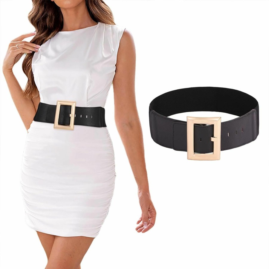 Tgirls Tgirls Women'S Elastic Belt Stretchy Wide Belt For Dresses Fashion Vintage Waist Belts With Gold Buckle | Belts