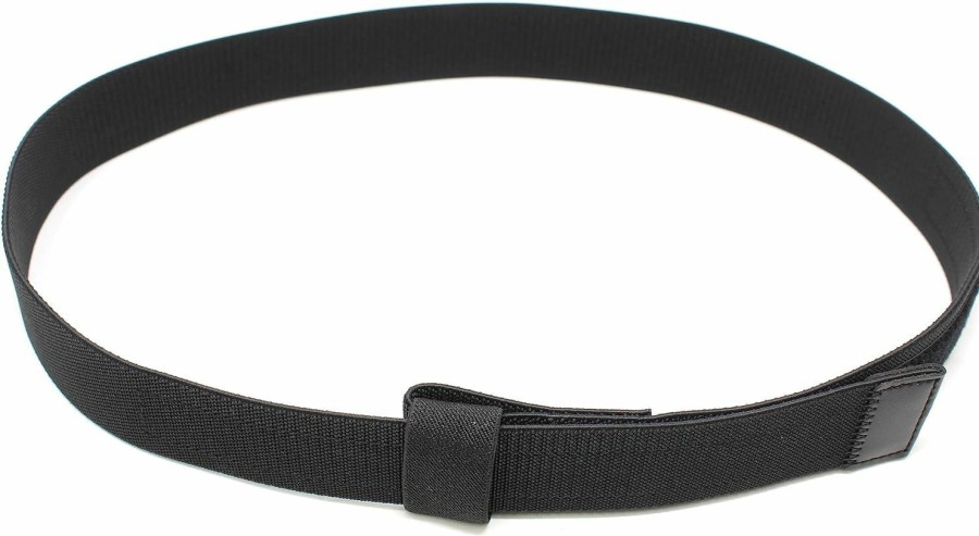 BC Belts Black No Scratch Flex Web Belt With Buckleless Hook And Loop Closure No Buckle No Metal And Tsa Approved | Belts