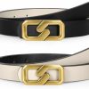 TRIWORKS Reversible Leather Belt For Women, Gold Buckle Leather Belt For Jeans Pants | Belts