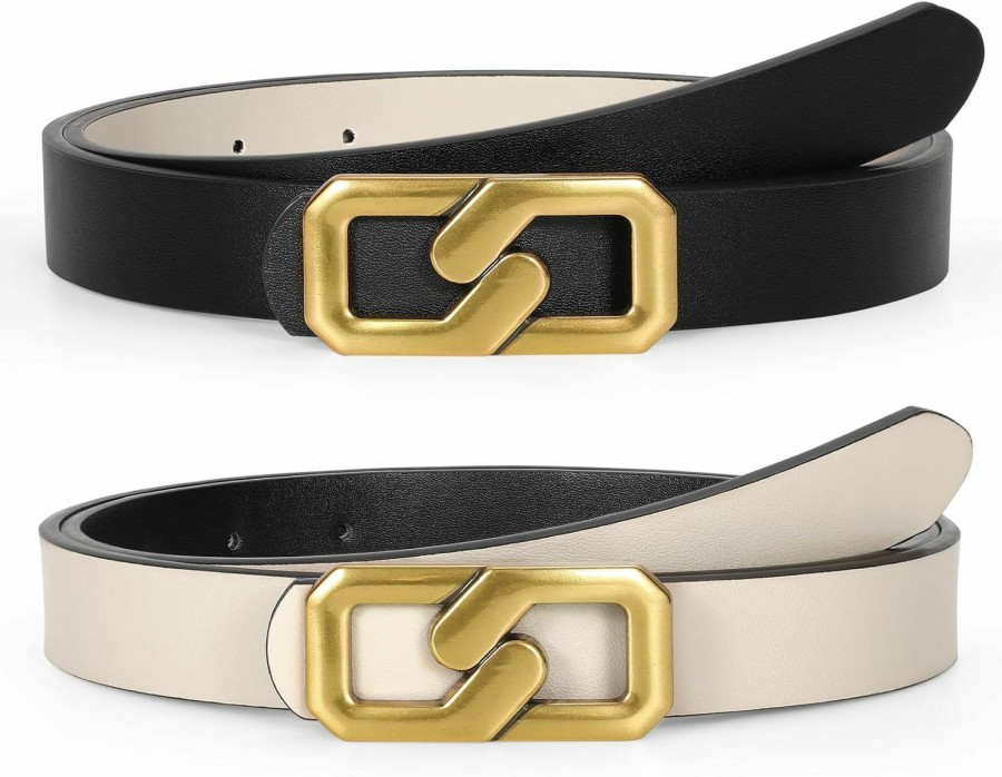 TRIWORKS Reversible Leather Belt For Women, Gold Buckle Leather Belt For Jeans Pants | Belts