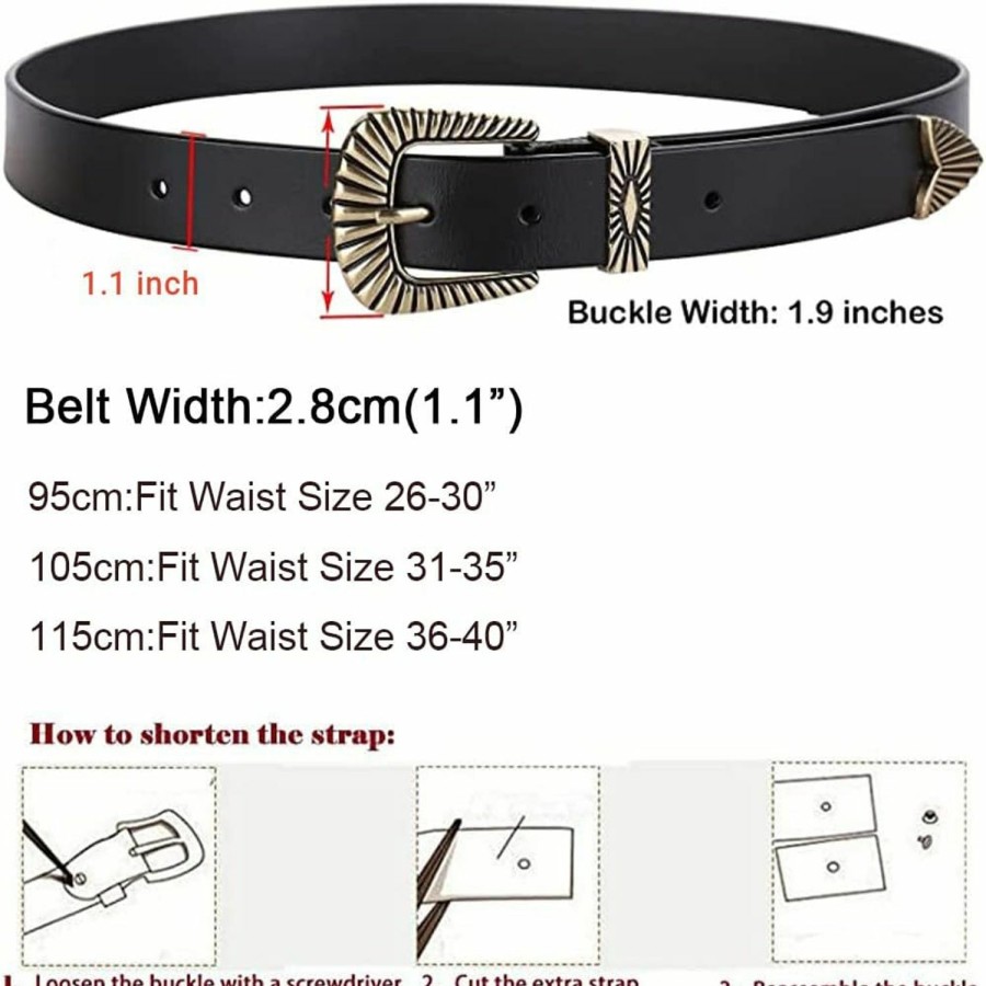 IWFTC Belts For Women Women'S Belts For Jeans Silver Gold Buckle Leather Belts Black Western Belt Jeans Pants Belts For Women | Belts