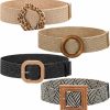 Geyoga Geyoga 4 Pieces Straw Belts For Women Dresses Straw Woven Elastic Stretch Wide Waist Belt With Buckle Boho Braided Dress Belt | Belts