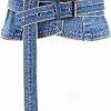 shengweiao Shengweiao Women'S Denim Peplum Waist Cinch Belt Wide Corset Belts (Blue, 27.5\"-30.7\") | Belts