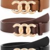 TRIWORKS Women Leather Belts For Jeans Pants, Fashion Gold Buckle Ladies Leather Dress Belt | Belts