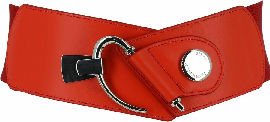 FASHIONGEN Fashiongen - Cowhide Leather Elastic Belt For Women, Darlene | Belts