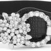 Vivilly Women'S Rhinestone Belt Black Crystal Stretchy Retro Wide Waist Belt Flower Cinch Belt For Dress | Belts