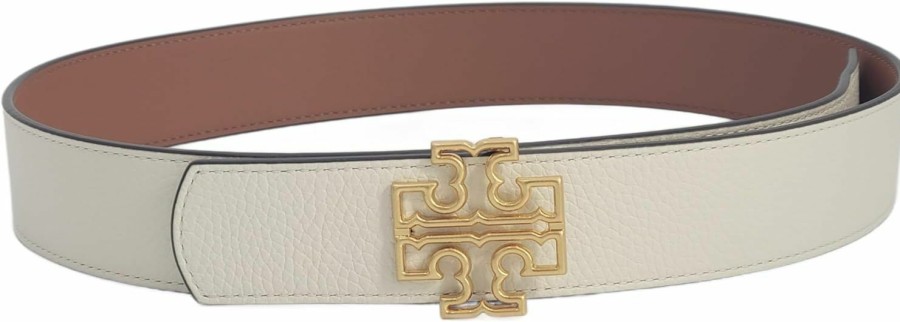 Tory Burch Tory Burch 141742 New Ivory White/Classic Tan With Gold Hardware Leather Reversible Women'S Belt | Belts