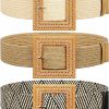 Amazon 3 Pieces Straw Woven Belt Elastic Stretch Belt Boho Waist Belt Skinny Dress Braided Belt Wooden Buckle For Women | Belts