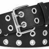 WERFORU Werforu Double Grommet Belt Pu Leather Punk Belt For Women Men Jeans 2 Hole Belts 1.5 Wide | Belts