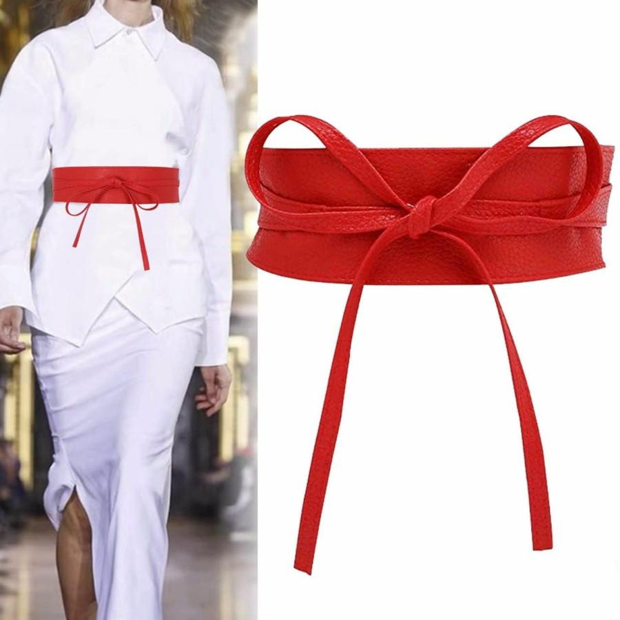 CHIC DIARY Chic Diary Fashion Women Faux Leather Bow Tie Waistband Elastic Stretch Waist Strap Cummerbund Waist Band Belt For Dress | Belts