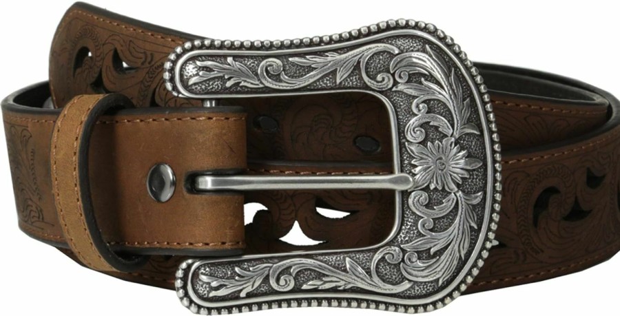 ARIAT Ariat Ladies Belt, Brown With Printed Paisley Scroll Work, Cutout Design, Sizes S-Xl | Belts