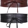 WHIPPY Whippy Women Obi Style Waist Belt Soft Faux Leather Wide Wrap Around Bowknot Ladies Waistband Belts | Belts