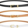 Boao Boao 3 Pieces Women'S Pu Leather Belts Skinny Casual Jean Belt With Metal Buckle Formal Dress Belt | Belts