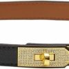 Vonlarka Vonlarka Women'S Skinny Leather Belts 0.9\" Wideth With Adjustable Gold Turn-Lock Buckle For Jeans Pants Dress (Black Gold, Suitable For 19\"-42\") | Belts