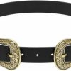 XZQTIVE Xzqtive Women Leather Belt Ladies Vintage Western Belt Retro Cowgirl Leather Belt Black Waist Belt For Pants Jeans Dresses | Belts