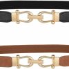 JASGOOD Jasgood Women Skinny Elastic Belt For Dresses,Thin Retro Stretch Waist Belt With Golden Buckle 2 Pack | Belts