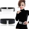 Bellady Bellady Women Mirror Gold Tone Plate Metal Waist Elastic Belt Obi Band | Belts