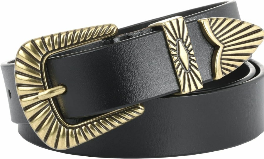 ALAIX Alaix Belts For Women Women'S Belts Silver Gold Buckle Leather Belts Black Western Belts Jeans Pants Belts For Women | Belts