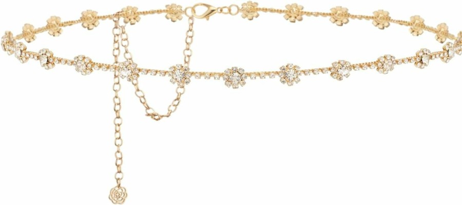 YooAi Yooai Rhinestone Diamond Flower Waist Belt Decorative Rhinestone Dress Belt | Belts