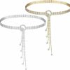 Toulite Toulite 2 Pcs Rhinestone Chain Belt 53.1 Inch Crystal Waist Belt Diamond Belts For Women Dresses O Ring Waistband Belt For Ladies Jeans Gift, Gold Silver | Belts