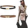 HATIKY Hatiky Adjustable Thin Belts For Womens Skinny Belts For Dresses Women Belt With Alloy Turn Lock Adjustable Waistband Thin Waist Belt For Dress Jeans Coat (2Pack) Black And Caramel/Gold | Belts