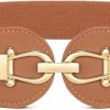 VONMELLI Vonmelli Wide Elastic Belts For Women Stretch Ladies Waist Belt With Fashion Gold Buckle, Vintage Thick Beige Belts For Women | Belts