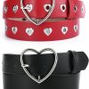 RISANTRY Red Heart Belts For Women Fashion, Ladies Dress Belts For Women Dressy, Black Leather Belts For Womens Jeans 2 Pack | Belts