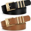 SUOSDEY Suosdey 2 Pack Women Faux Leather Belts For Jeans Dresses Pants Fashion Ladies Waist Belt With Gold Buckle 0.9" Width | Belts