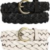 XZQTIVE Xzqtive 2 Pieces Women'S Braided Leather Belts Casual Skinny Woven Belt For Jean Pant | Belts