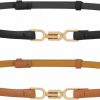 TRIWORKS 2 Pack Leather Skinny Women Belt Adjustable Thin Waist Belts With Alloy Buckle For Dresses | Belts