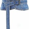 Aecibzo Women'S Denim Waist Belt Retro Wide Corset Cinch Belt Waistband With Buckle | Belts