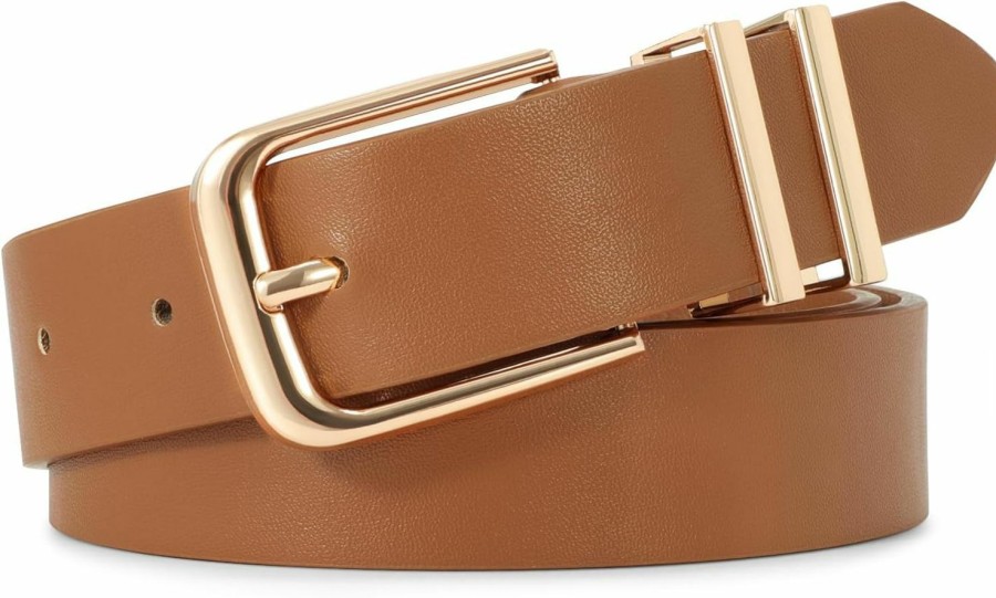 VONMELLI Vonmelli Women'S Soft Faux Leather Belt For Jeans Pants Dress Fashion Ladies Waist Belt With Gold/Silvery Buckle | Belts