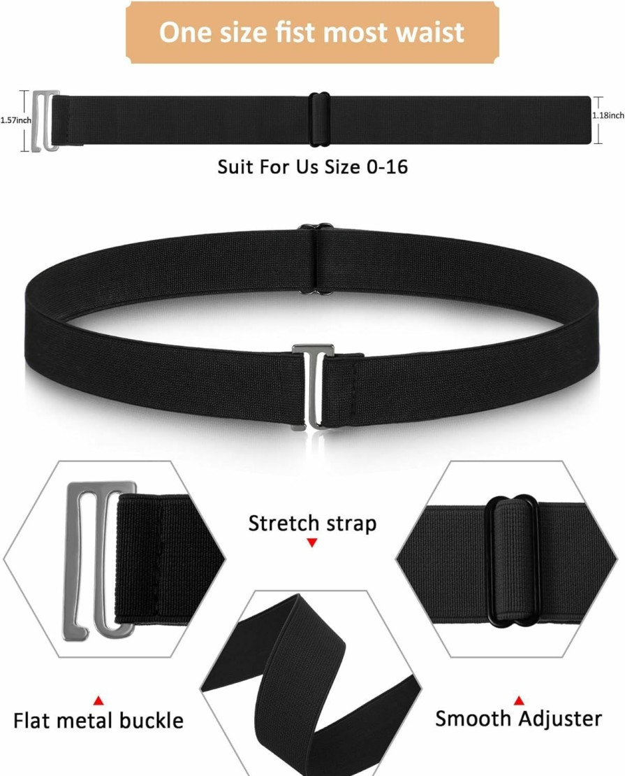 SATINIOR Satinior Women No Show Invisible Belt Elastic Stretch Waist Belt With Flat Buckle | Belts