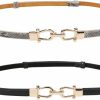 JASGOOD Jasgood Leather Skinny Women Belt Thin Waist Belts For Dresses Up To 37 Inches With Golden Buckle 2 Pack | Belts