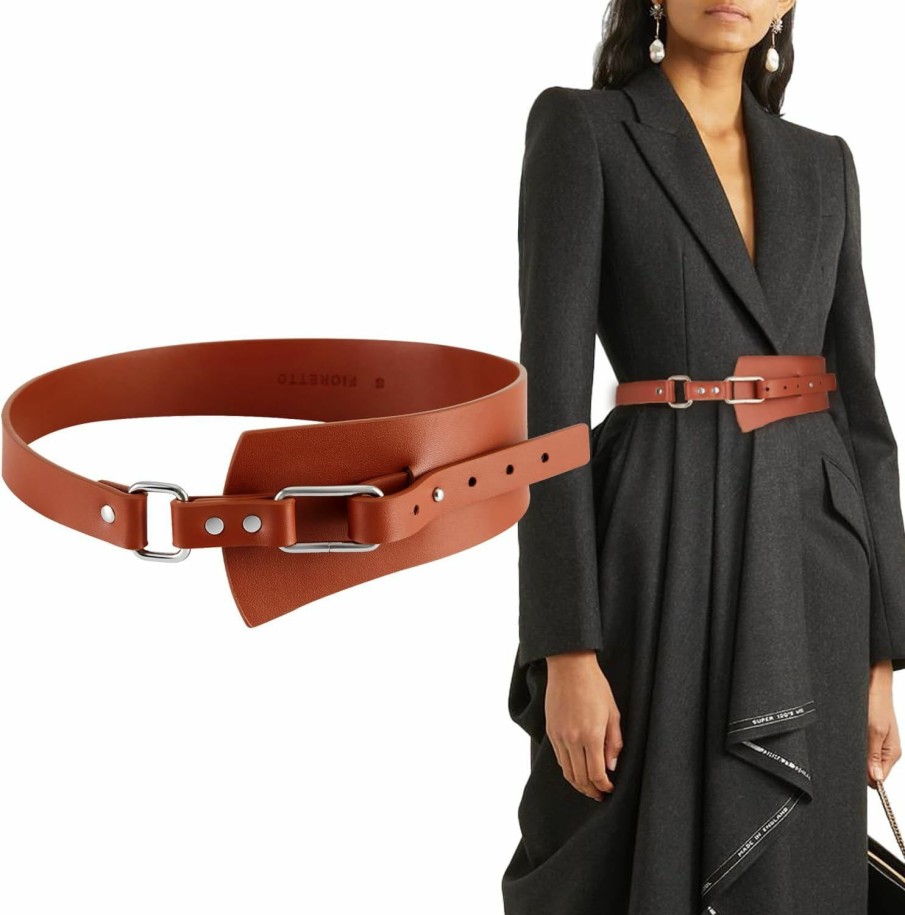 FIORETTO Fioretto Dress Belts For Women, Wide Black Brown Elastic Belt, Fashion Cinch Belt, Leather Ladies Waist Belts | Belts