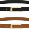 Ssumday 2 Pack Women'S Leather Skinny Waist Belts For Dresses Jeans Pants With Golden Buckle | Belts