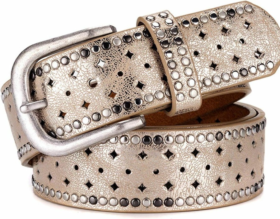 Wemi Wemi Tipinoice Womens Retro Rivet Jean Belt Western Cowgirl Punk Rock Studded Bling Belts, Length 43 Inch | Belts