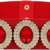 Gunsound Women'S Elastic Vintage Rhinestone Belt Stretchy Retro Wide Waist Cinch Belt For Dresses,Width 5Cm | Belts