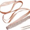 iRanjuli Iranjuli Wedding Belts For Bride Dress Diamond Tie Waist Belt Pearl Sash Women Plus Size Satin Ribbon Belt Bridesmaid Hairpin | Belts