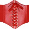 CHIC DIARY Chic Diary Women Corset Belt Pu Leather Belts Elastic Wide Lace-Up Waist Belts Black Cinch Belts Stretchy Plus Size Waistband | Belts