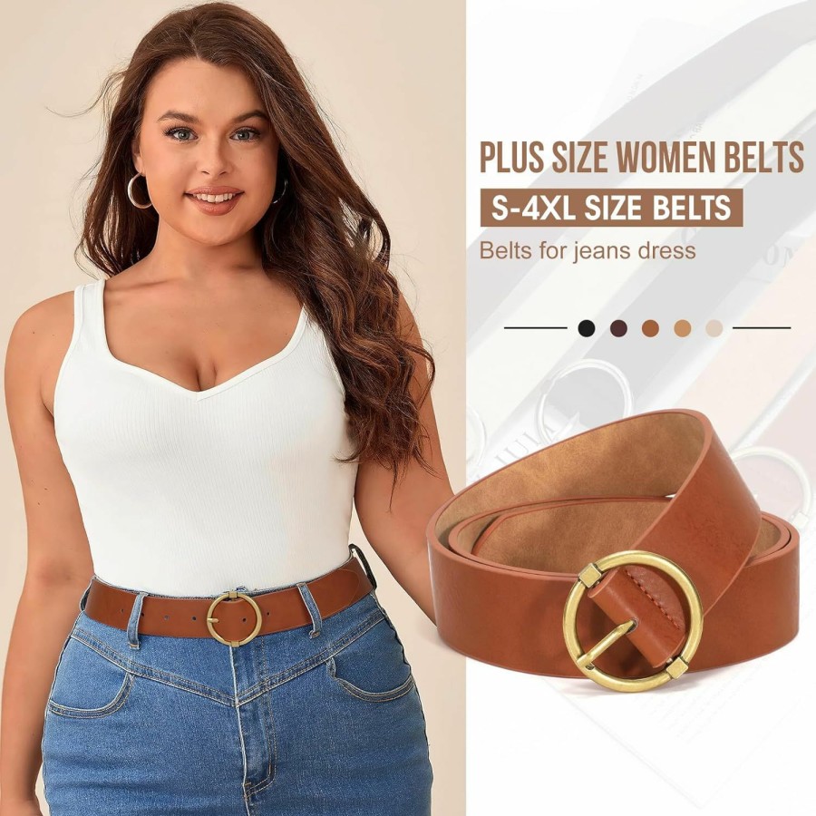 XZQTIVE Xzqtive Women Belts For Jeans Dress Casual Women Leather Belts With O-Ring Buckle 1.42" Width Plus Size Ladies Waist Belts | Belts