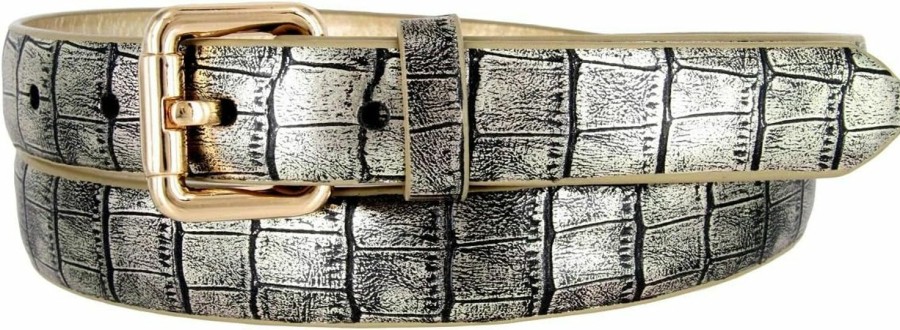 Belts.com 7075 Women'S Skinny Alligator Embossed Leather Casual Dress Belt With Roller Buckle Style | Belts