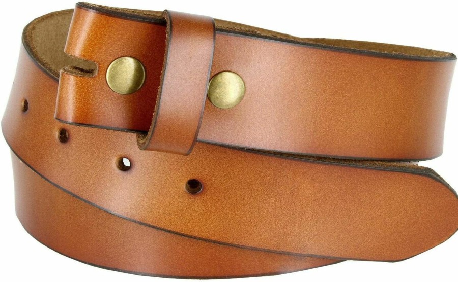 Belts.com Replacement Belt Strap 100% Genuine Leather Plain Casual Belt Strap With Snaps 1-1/2"(38Mm) Wide | Belts