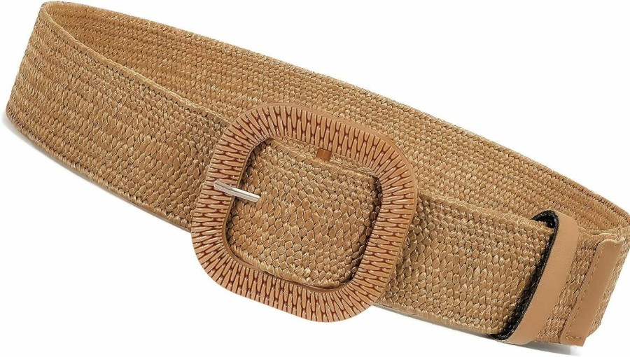 XZQTIVE Xzqtive Woven Belt For Women Straw Elastic Stretch Waist Belt Boho Belts Ladies Summer Beach Dress Belts | Belts